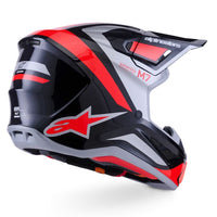 Alpinestars 2026 SM7 Rise Motocross Helmet Black Silver Red Flo