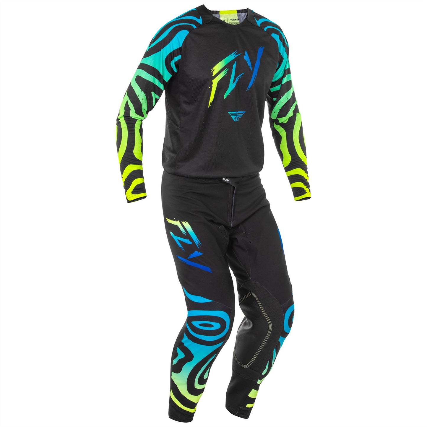 Fly Racing 2025 Evolution DST Zen Motocross Pants Black Blue Yellow