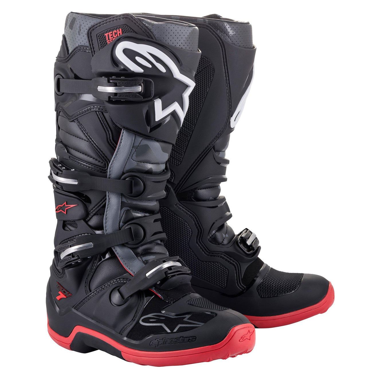 Alpinestars Tech 7 Motocross Boots Black Cool Grey Red