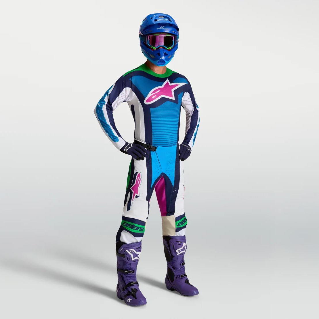 Alpinestars 2027 Techstar Maven MX Combo Kit White Blithe Blue Green Fluo
