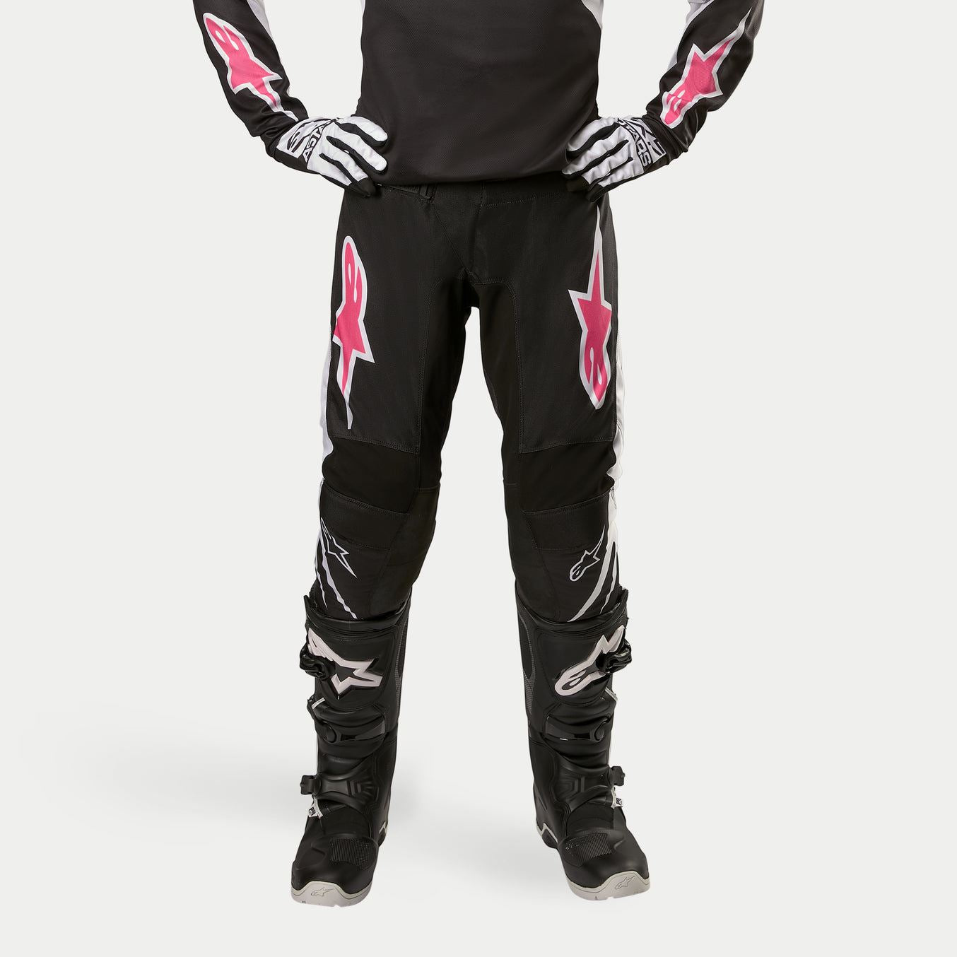 Alpinestars 2024 Stella Fluid Womens Motocross Combo Kit Pants & Jersey Black White Pink CLEARANCE