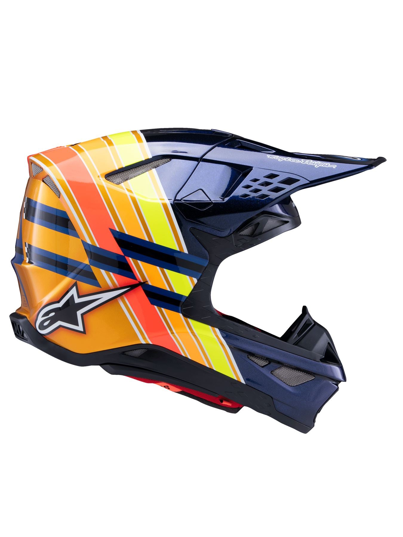 Alpinestars 2026 TLD LImited Edition SM10 Motocross Helmet Dark Blue Orange Yellow Fluo Red Gloss