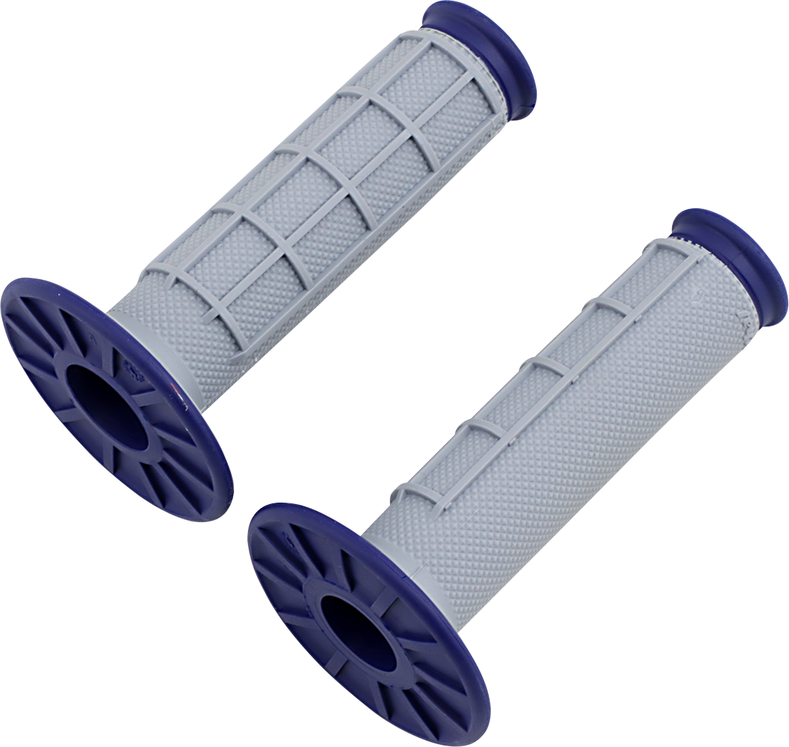 Renthal Dual Layer Soft Full Waffle Grey Blue Grips Motocross Enduro