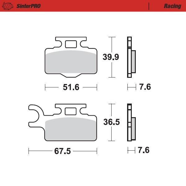 Moto-Master Front Left Pro Racing Sintered Brake Pads For Suzuki RM 65 2003-2007
