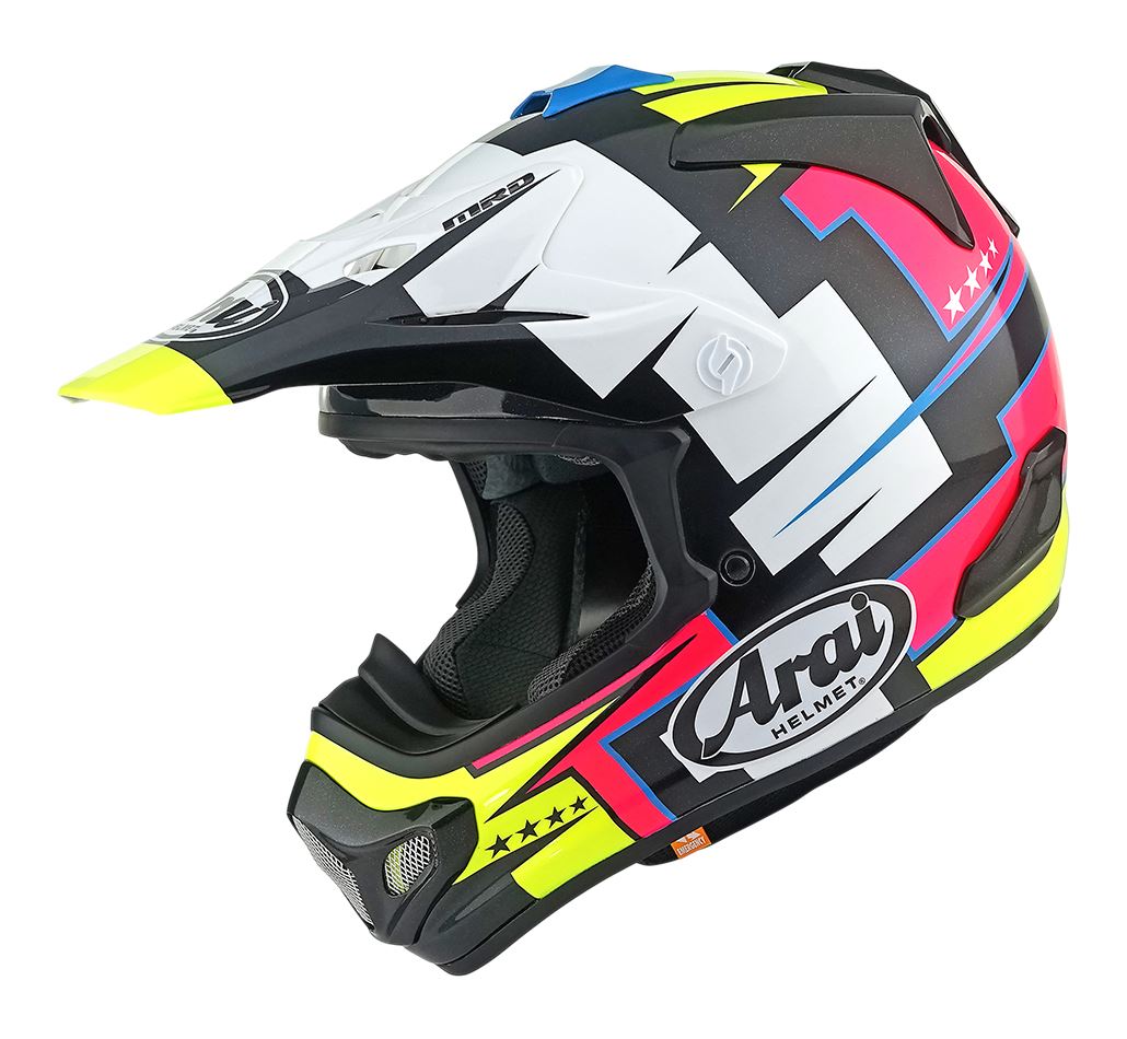 Arai MX-V Evo New 2025 Motocross Helmet Battle Yellow ECE 22-06