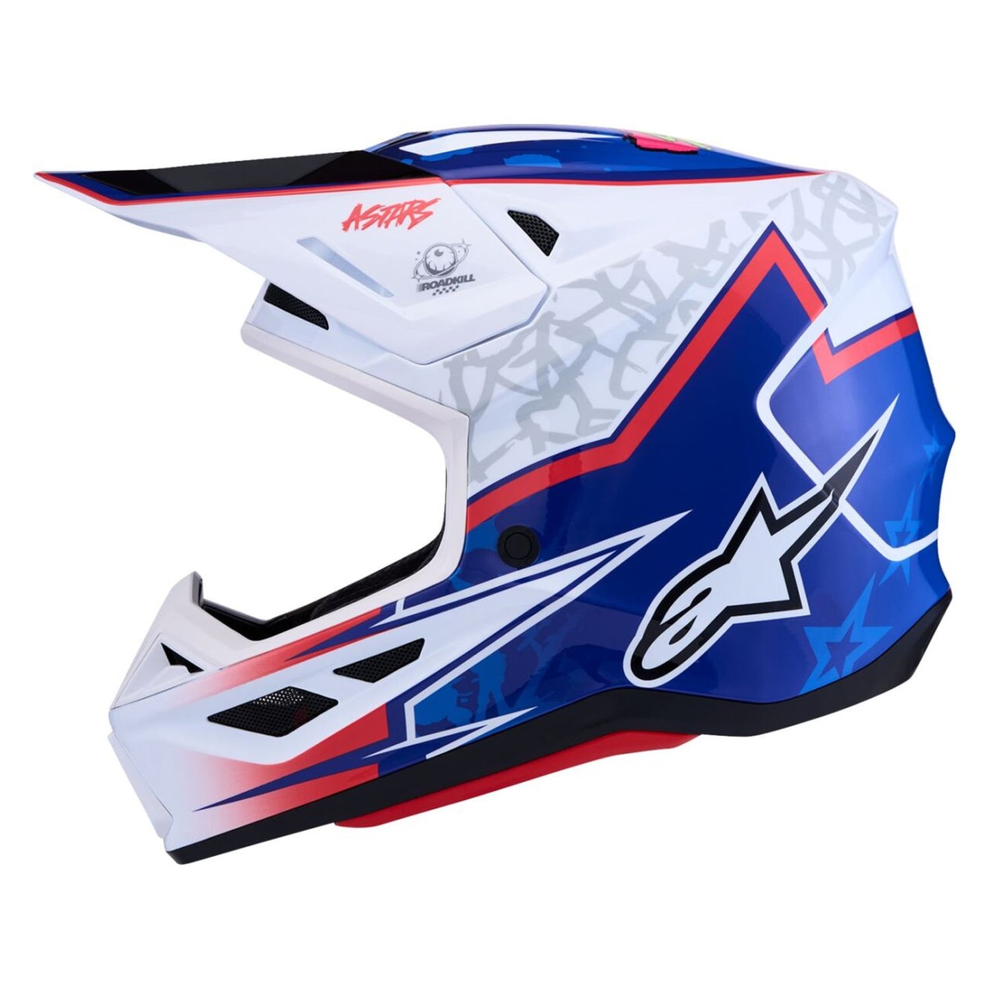 Alpinestars 2027 S-M7 Blaster MX Helmet White Blue Red