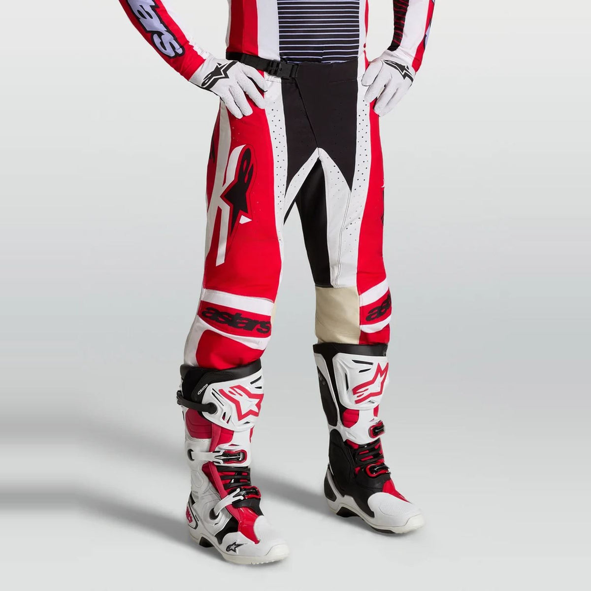 Alpinestars 2027 Techstar Maven MX Pants Fire Red White Lavender Black