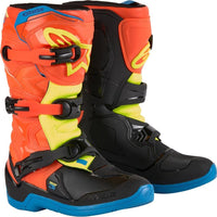 Alpinestars 2026 Tech 3S Youth Motocross Boots Orange Fluo Enamel Blue Yellow Fluo