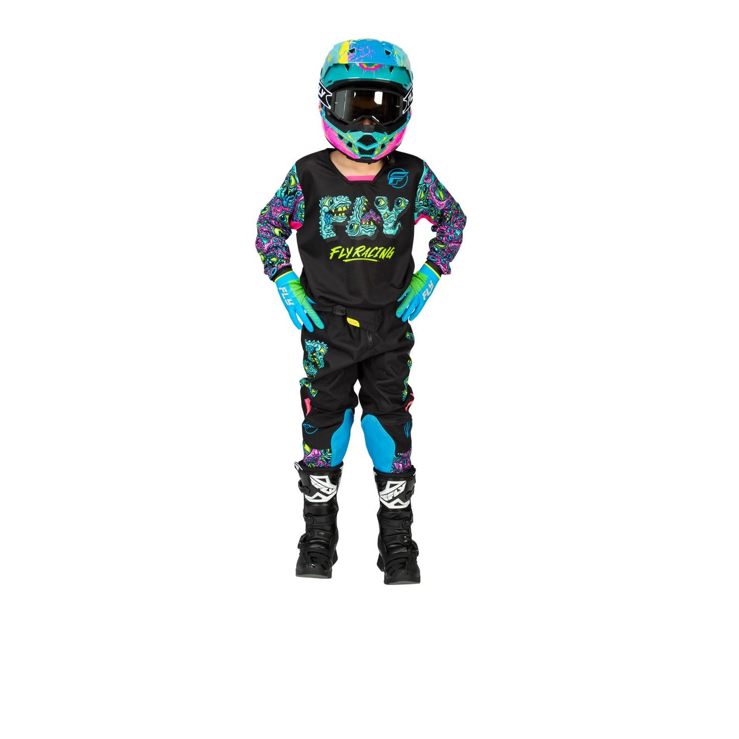 Fly Racing 2026 Motocross Combo Kit Kinetic Mutant Youth  Black Multi