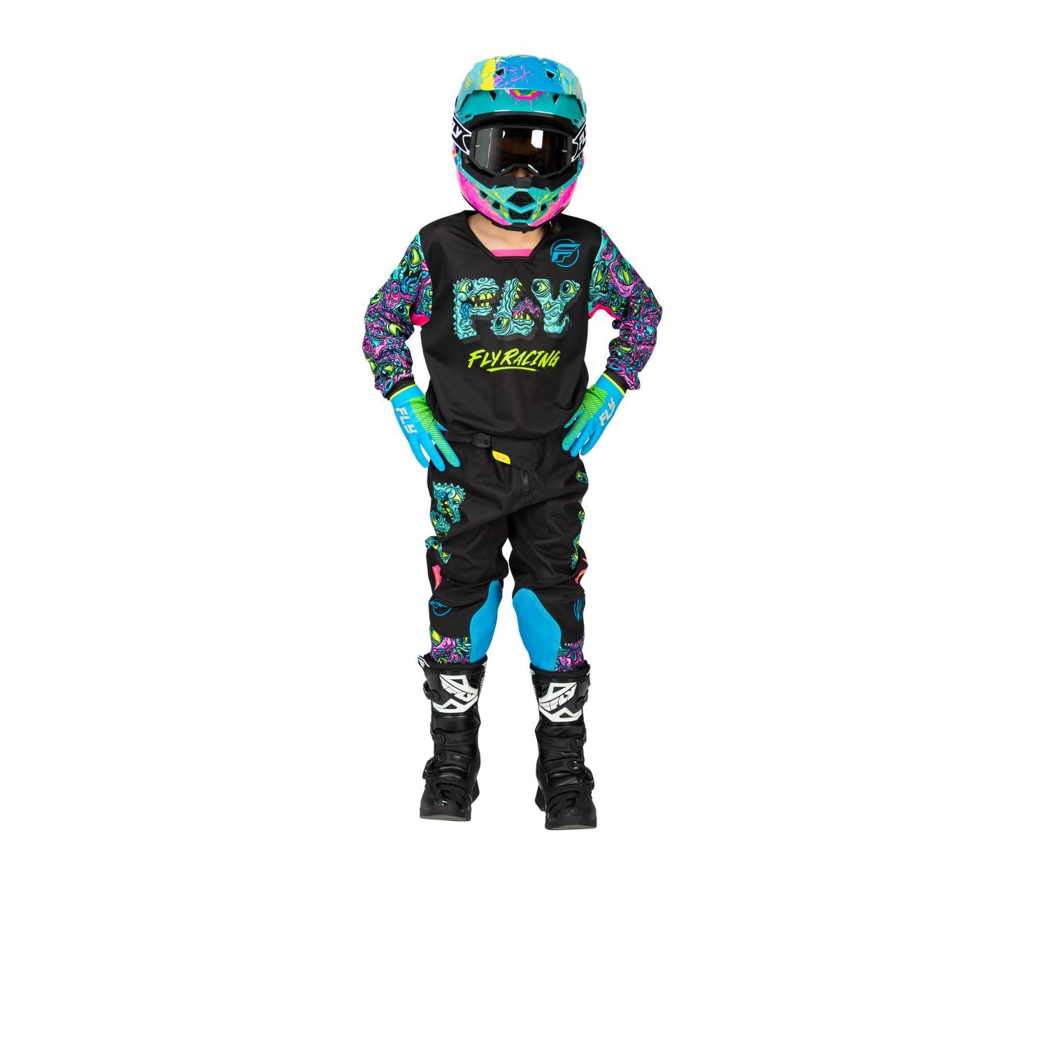 Fly Racing 2026 Motocross Combo Kit Kinetic Mutant Youth  Black Multi