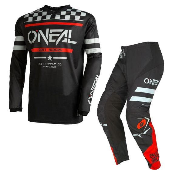 O'Neal 2024 Motocross Combo Kit Element Squadron Youth Black Grey