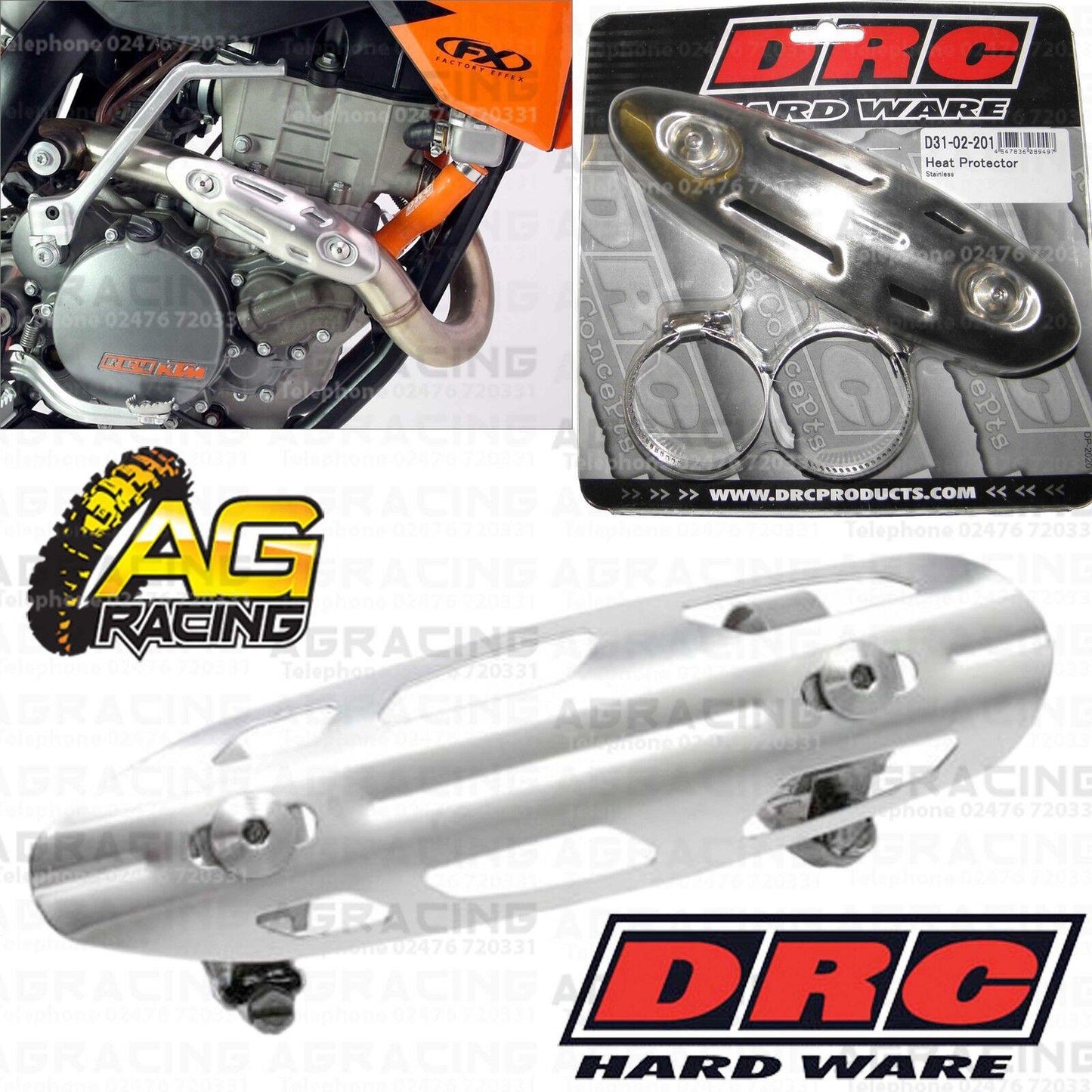 DRC Hardware Universal Exhaust Heat Shield Protector 4 Stroke Exhaust Motocross