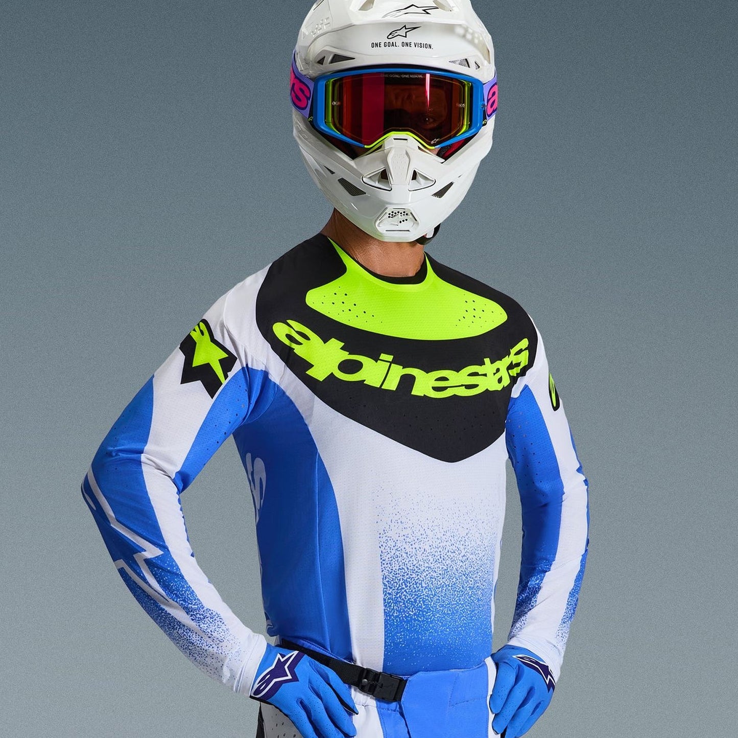 Alpinestars 2026 Techstar Knif Motocross Jersey Ucla Blue Black Yellow Flo