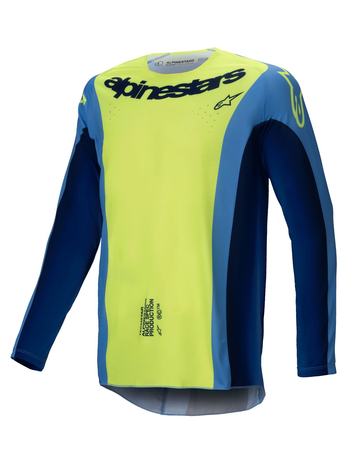 Alpinestars 2025 Techstar Melt Motocross Jersey Yellow Flou Blue