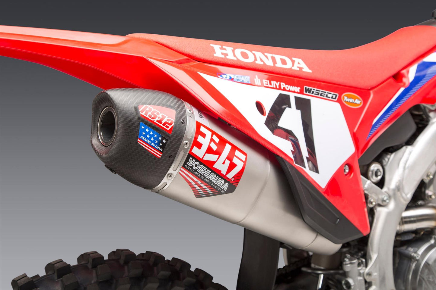 Yoshimura RS-12 Full Exhaust System Stainless Steel Carbon Cap For Honda CRF 250R 2022-2023