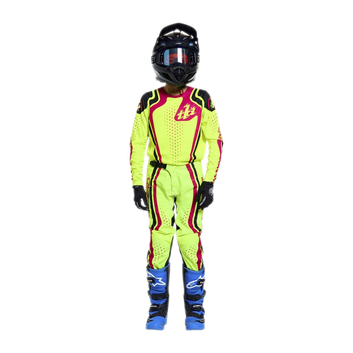Troy Lee Designs Spring 2026 Youth GP Pro Roller MX Combo Kit Flo Yellow Fuchsia