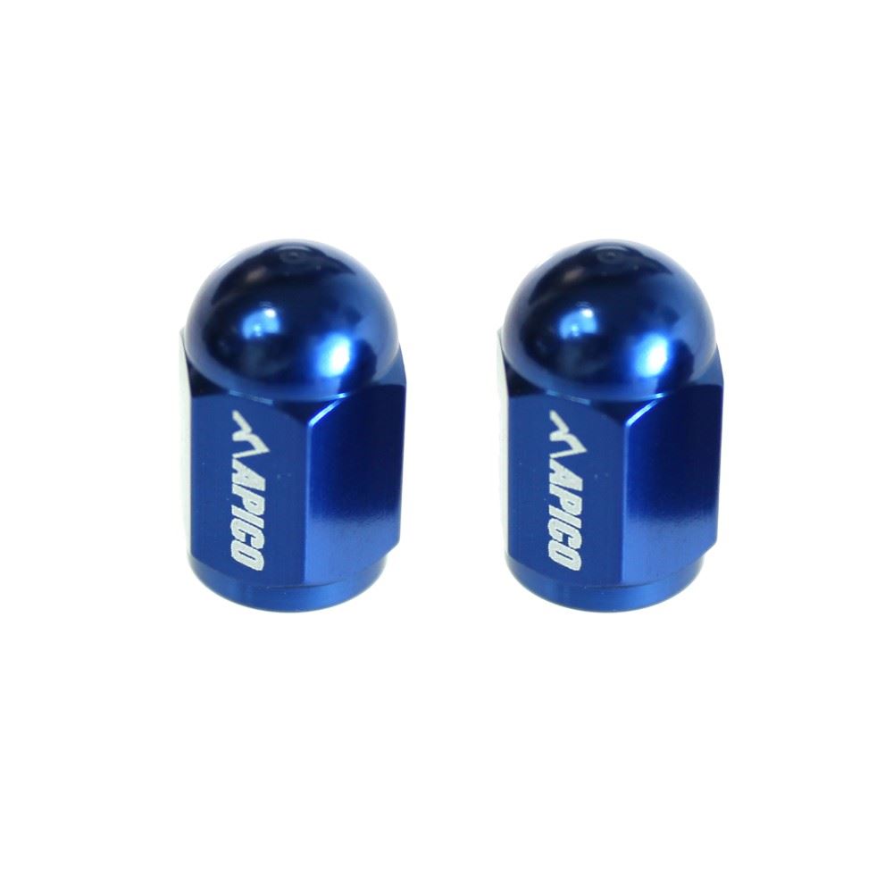 Apico CNC Aluminium Valve Cap 2 Pack Blue