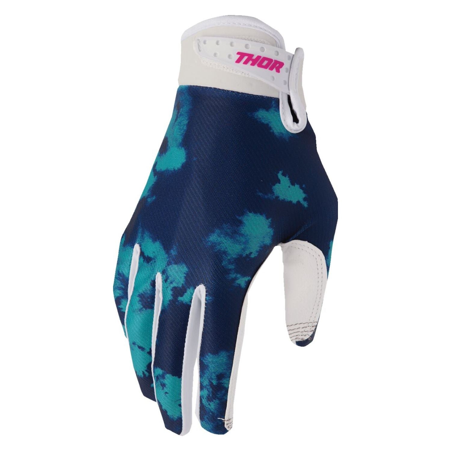 Thor 2026 Youth Launchmode Bleach White Aqua MX Gloves