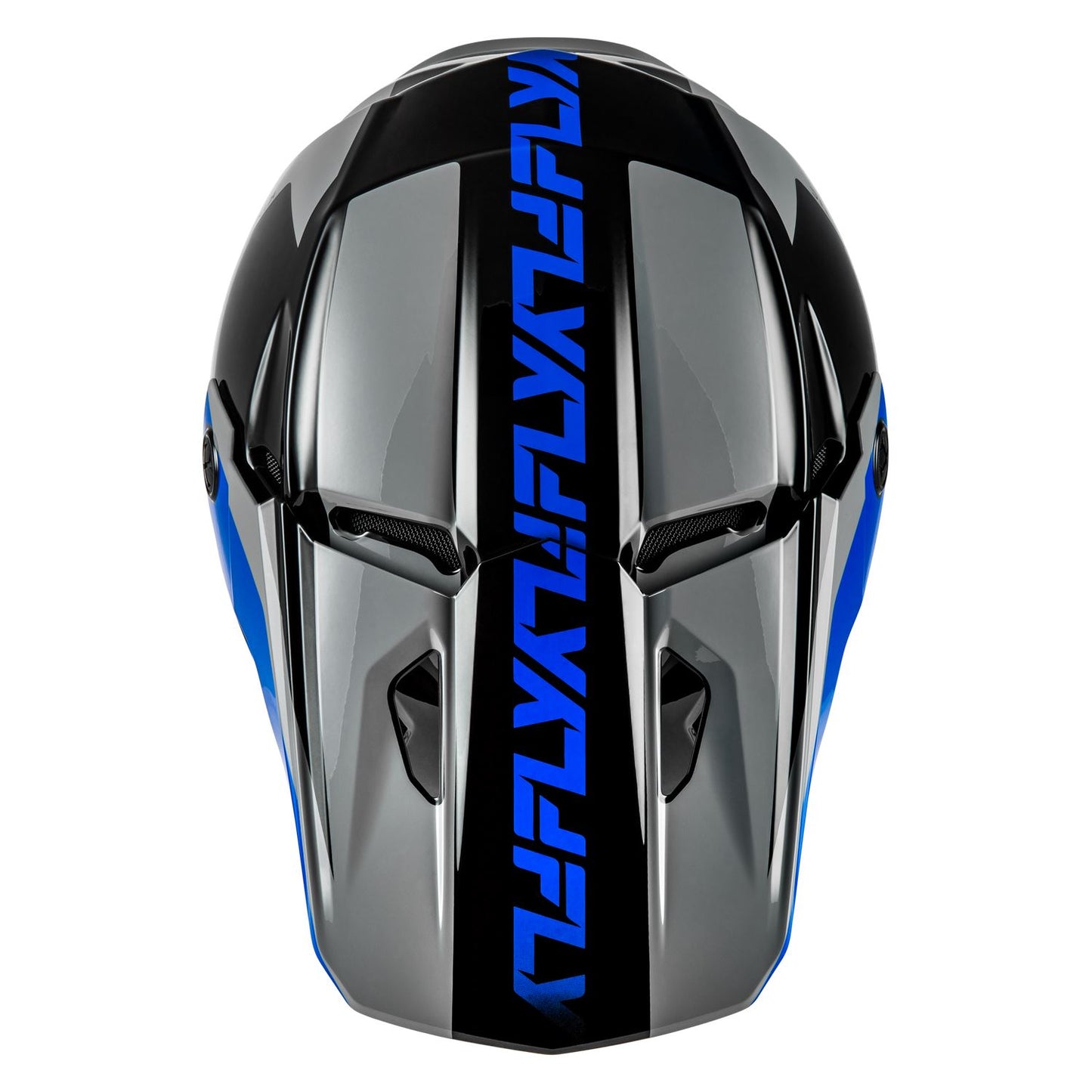 Fly Racing 2026 Motocross Helmet Kinetic Crest Grey Black Blue