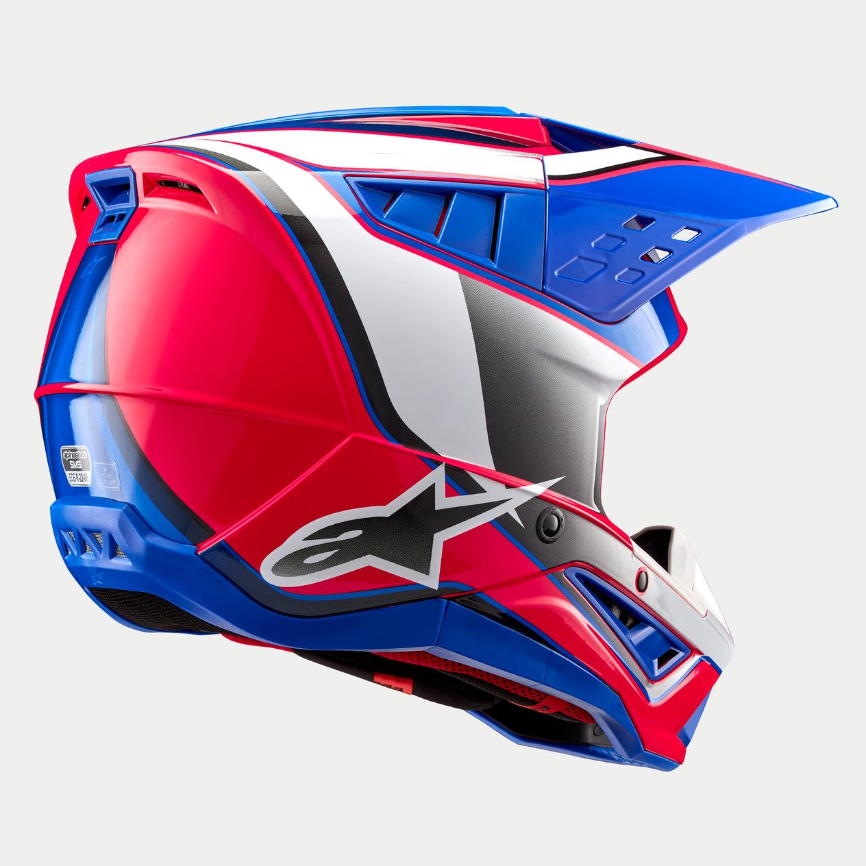Alpinestars 2026 Supertech SM5 Sail White Diva Pink Enamel Blue Motocross Helmet