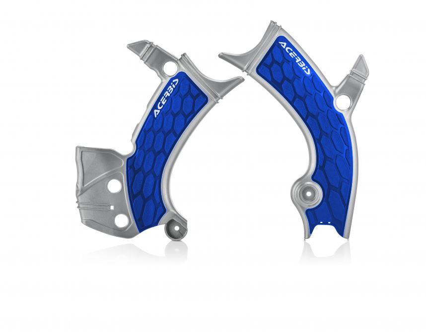 Acerbis X-Grip Frame Protector Guards Silver Blue For Yamaha YZ 250 FX 2019-2024