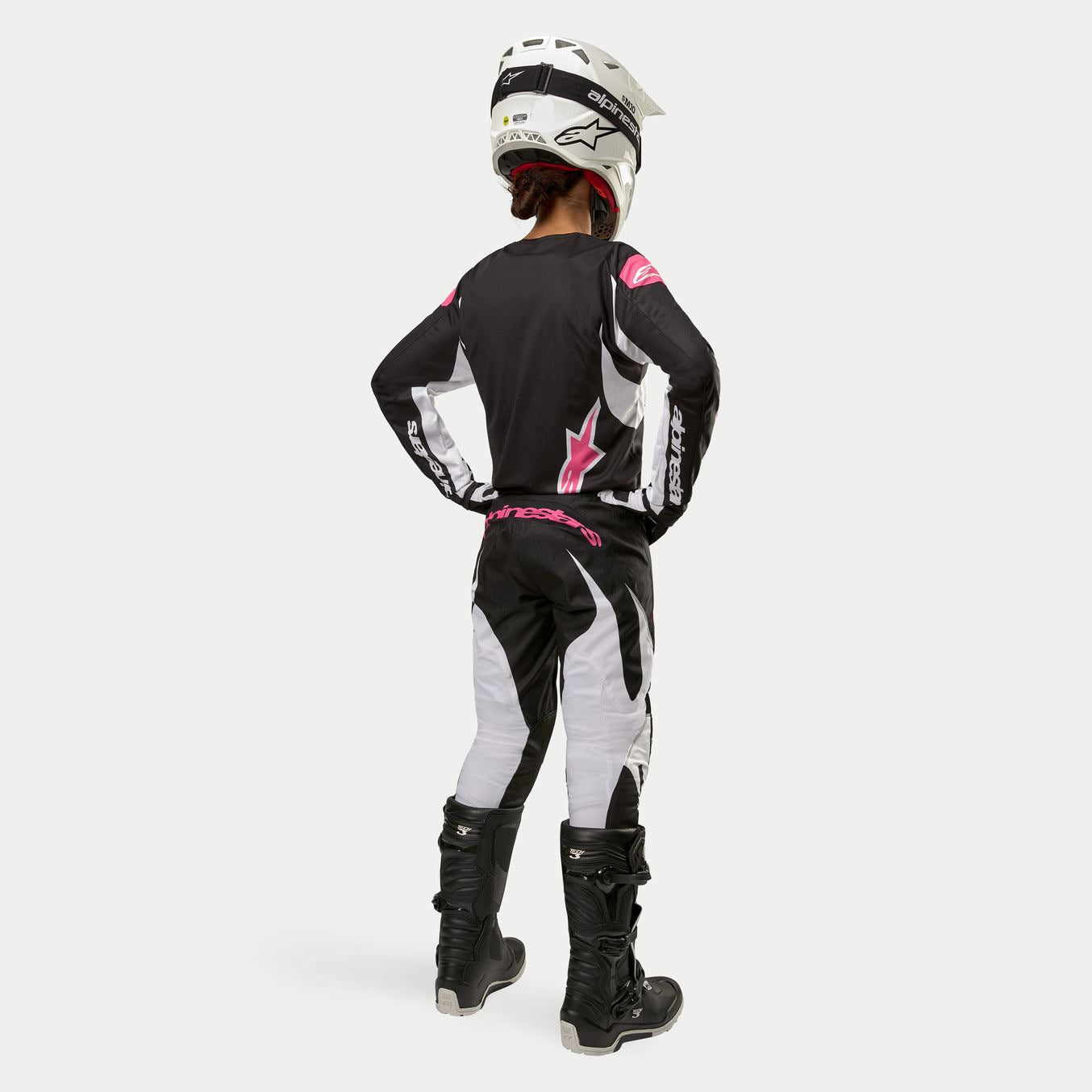 Alpinestars 2024 Stella Fluid Womens Motocross Combo Kit Pants & Jersey Black White Pink CLEARANCE