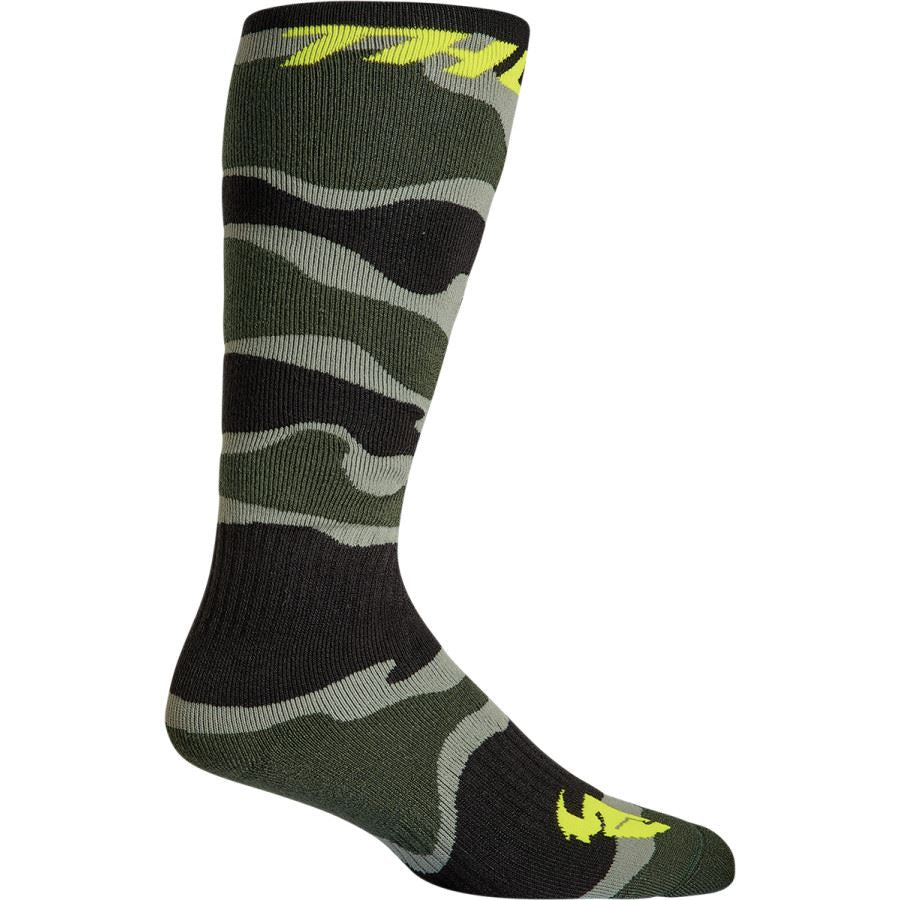 Thor 2024 Youth MX Camo Green Acid Motocross Boots Socks