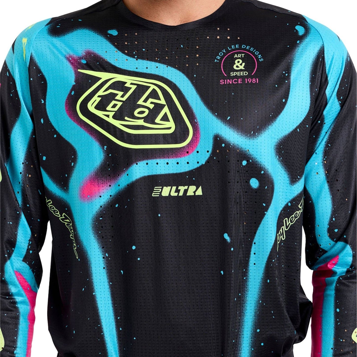 Troy Lee 2026 Motocross Jersey SE Ultra Membrane Black Glo Yellow
