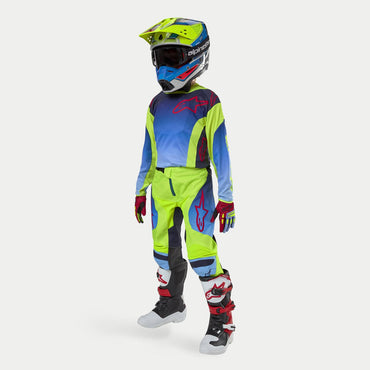 Alpinestars 2024 Racer Hoen Youth Motocross Combo Kit Yellow Fluo Blue Night Navy