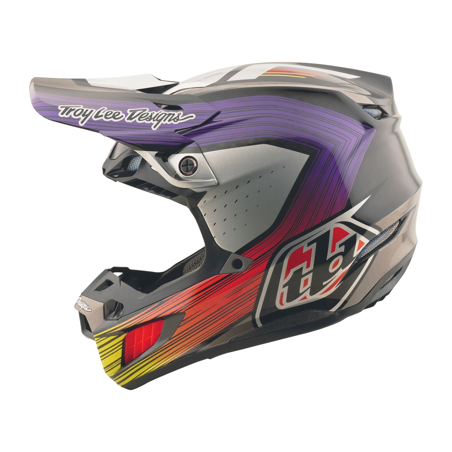 Troy Lee 2026 Motocross Helmet SE5 Carbon Stripes Black Purple