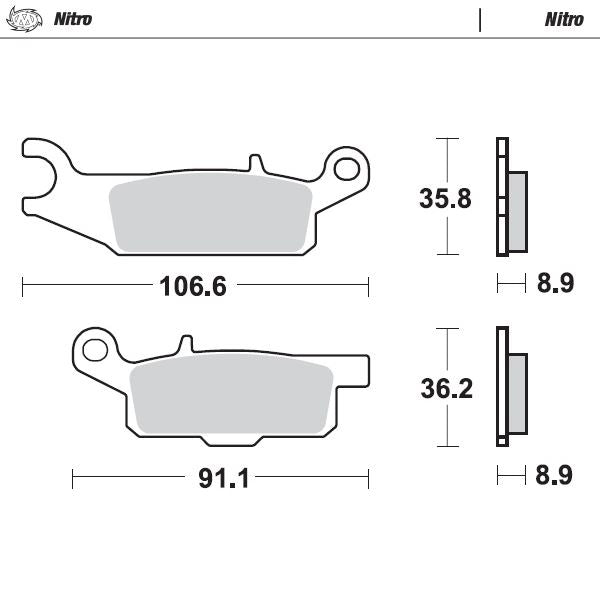 Moto-Master Rear Nitro Sintered Brake Pads For Yamaha YFM 550 F Grizzly 2009-2015