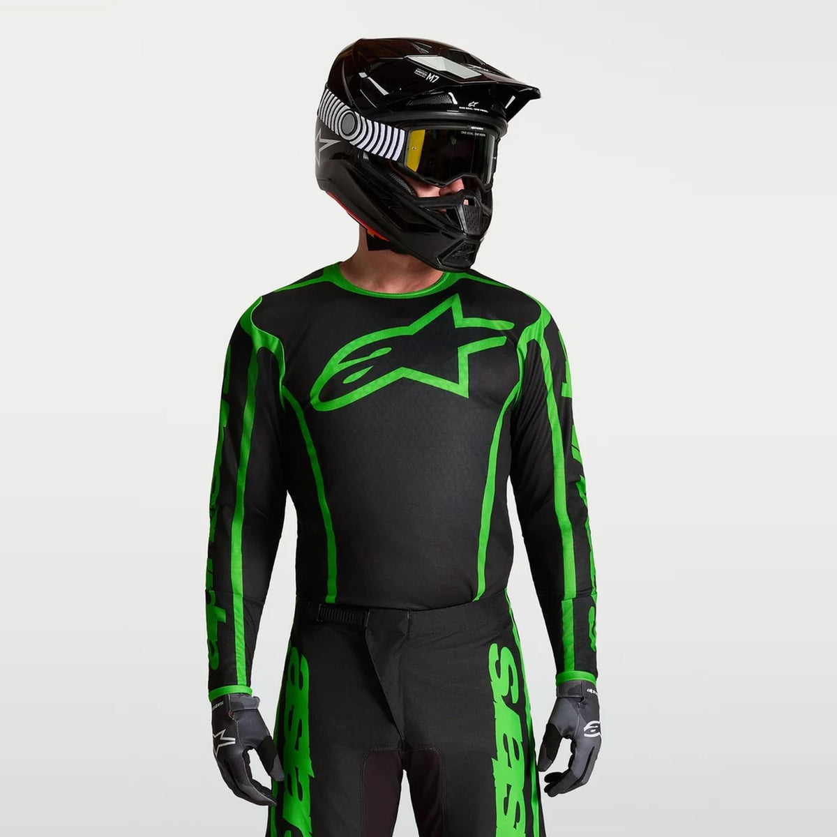 Alpinestars 2027 Fluid Apex MX Jersey Black Green Fluo