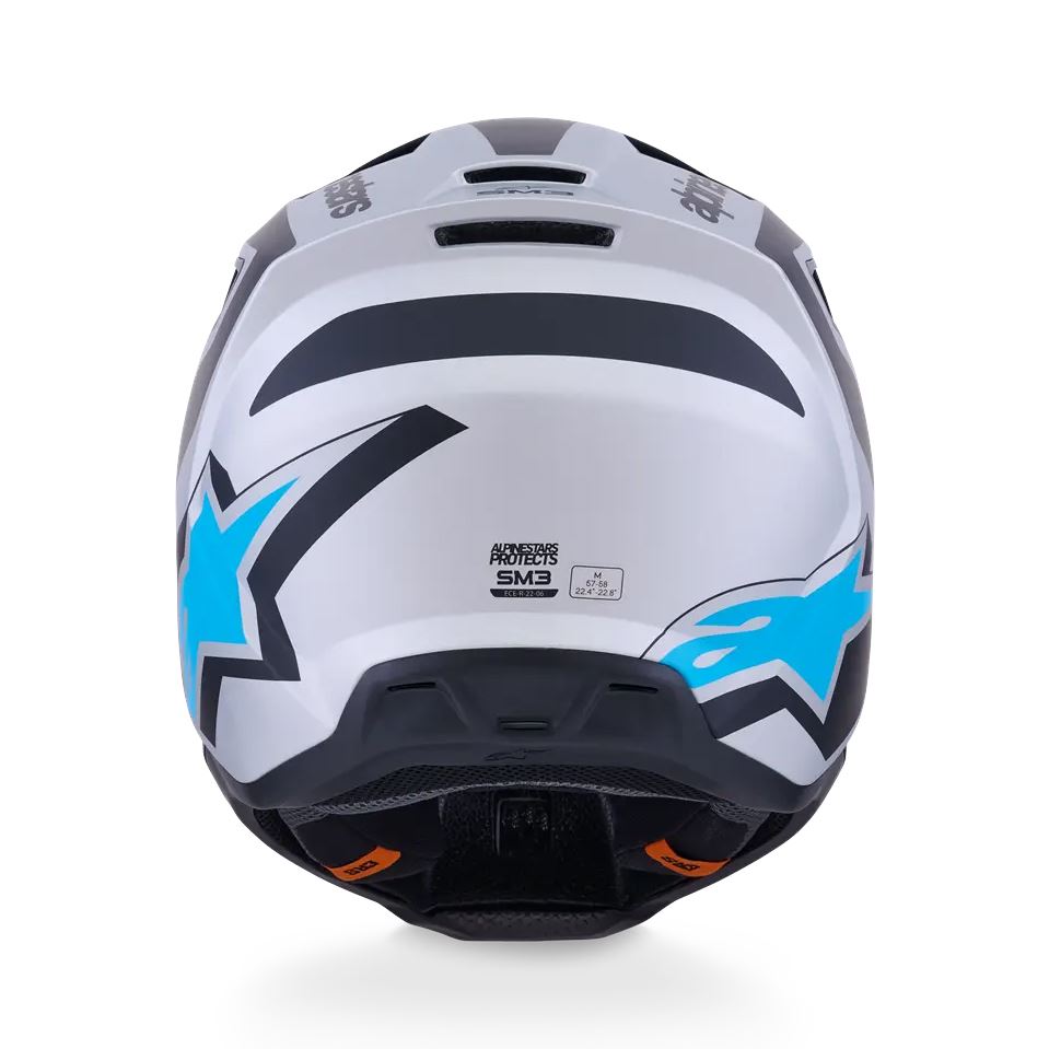 Alpinestars 2026 SM3 Heat Motocross Helmet Silver Blue Black Matt