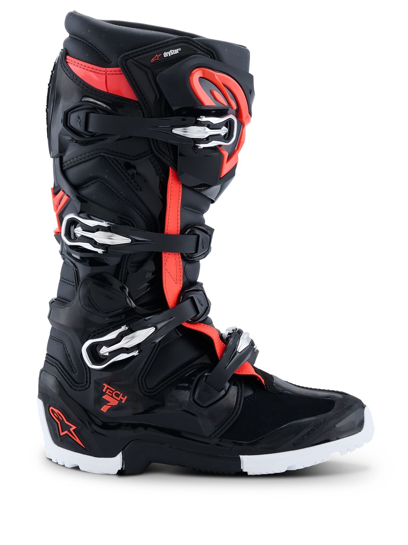 Alpinestars 2026 Tech 7 Enduro Drystar MX Boots Black Red Flou White