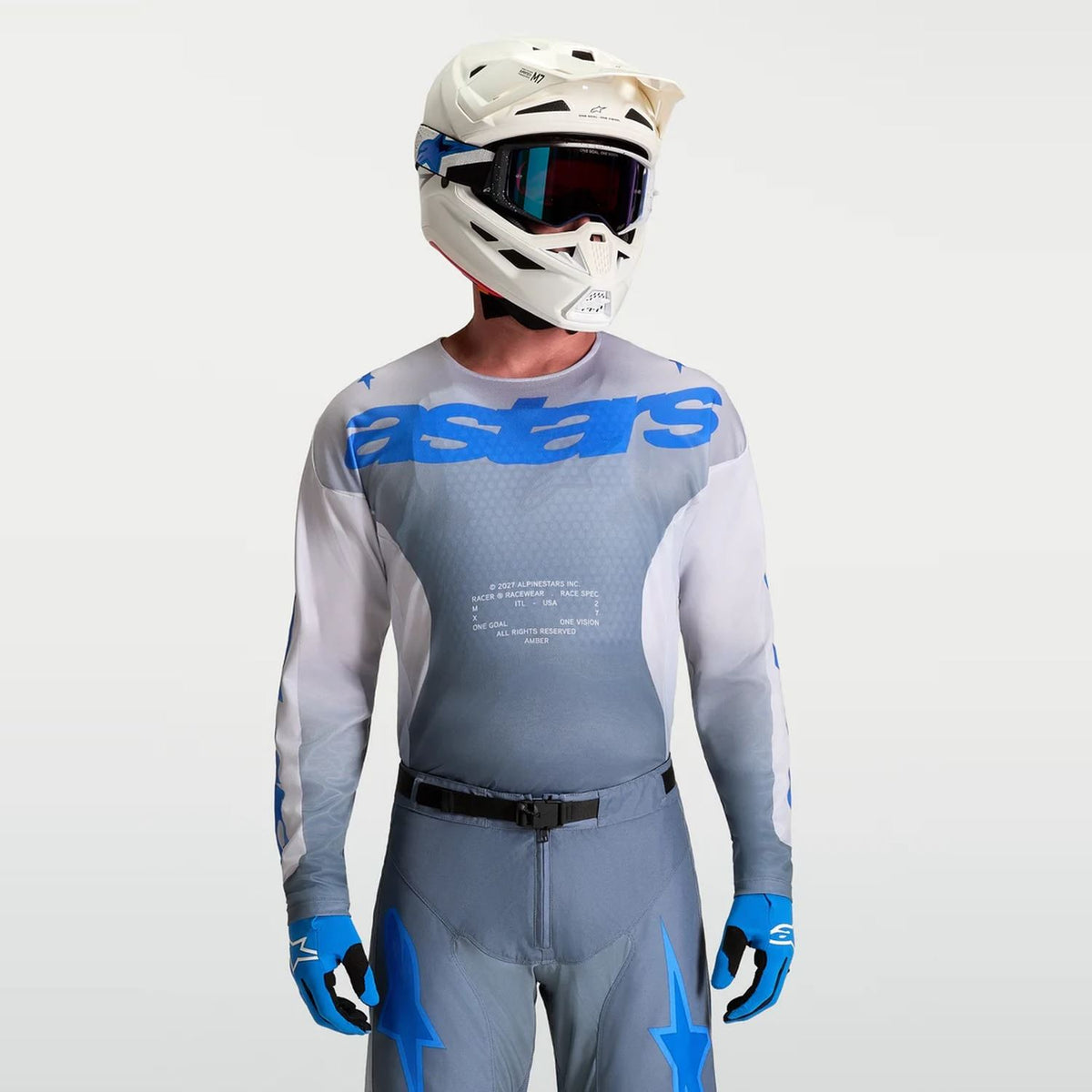 Alpinestars 2027 Racer Amber MX Jersey Ash Gray Light Lilac Ucla Blue