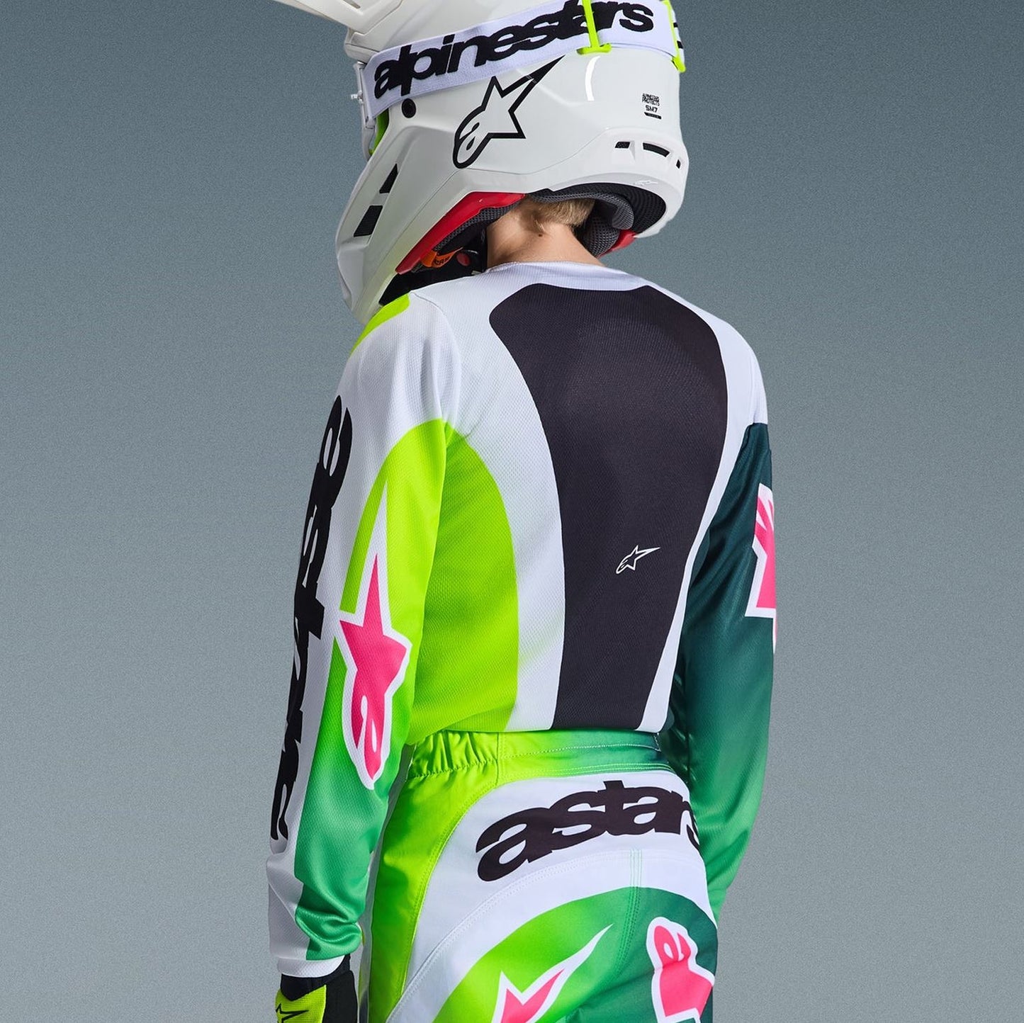 Alpinestars 2026 Youth Fluid Portl Motocross Jersey Green White Black