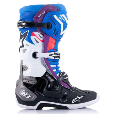 Alpinestars 2025 Tech 10 Supervented Motocross Boots Black Enamel Blue Purple White