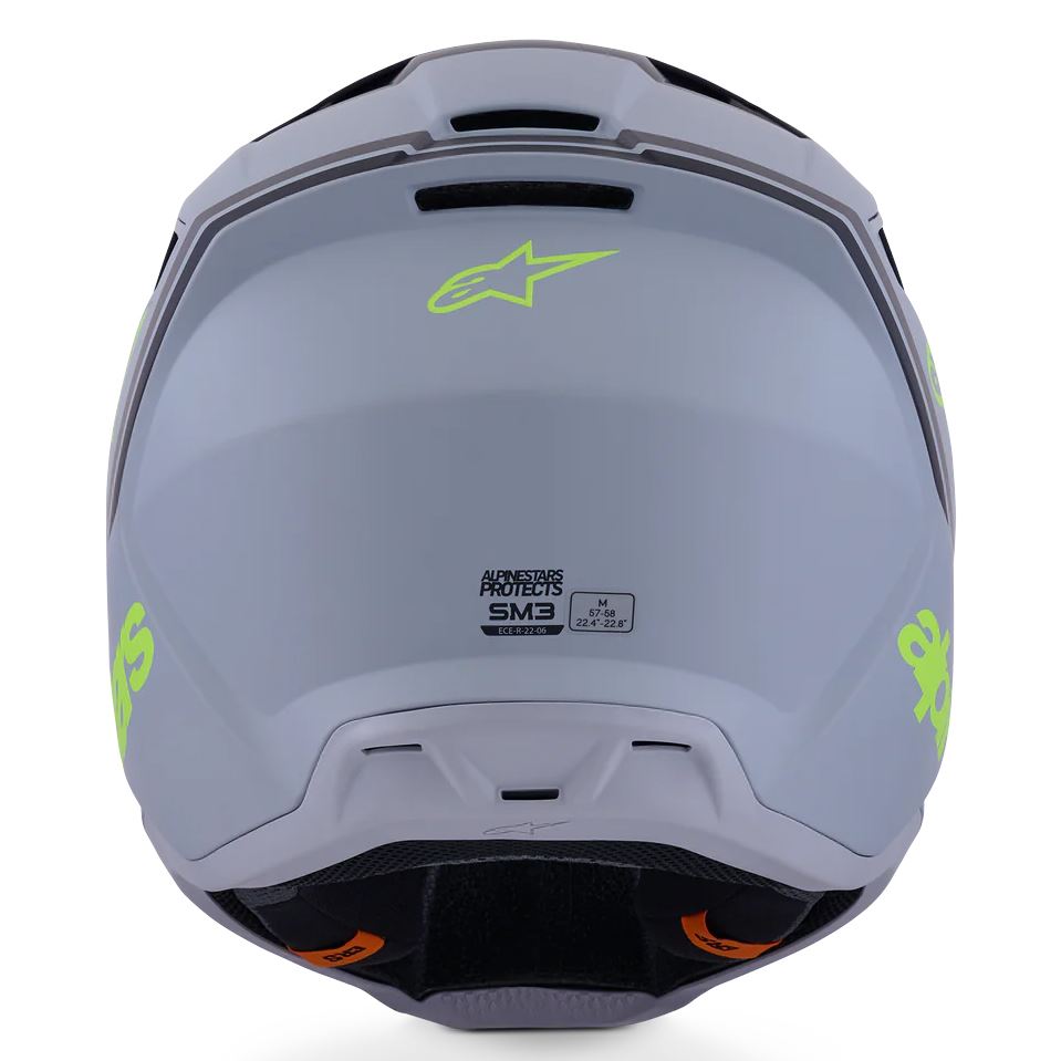 Alpinestars 2026 SM3 Radium Motocross Helmet Gray Black Yellow Flo Matt