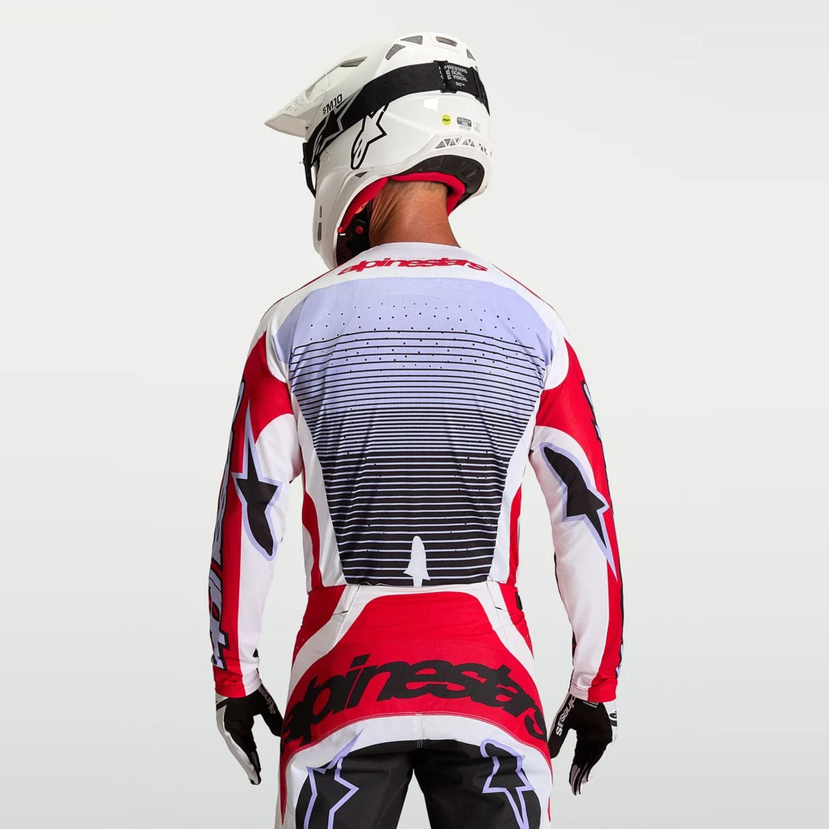 Alpinestars 2027 Techstar Maven MX Jersey Fire Red White Lavender Black