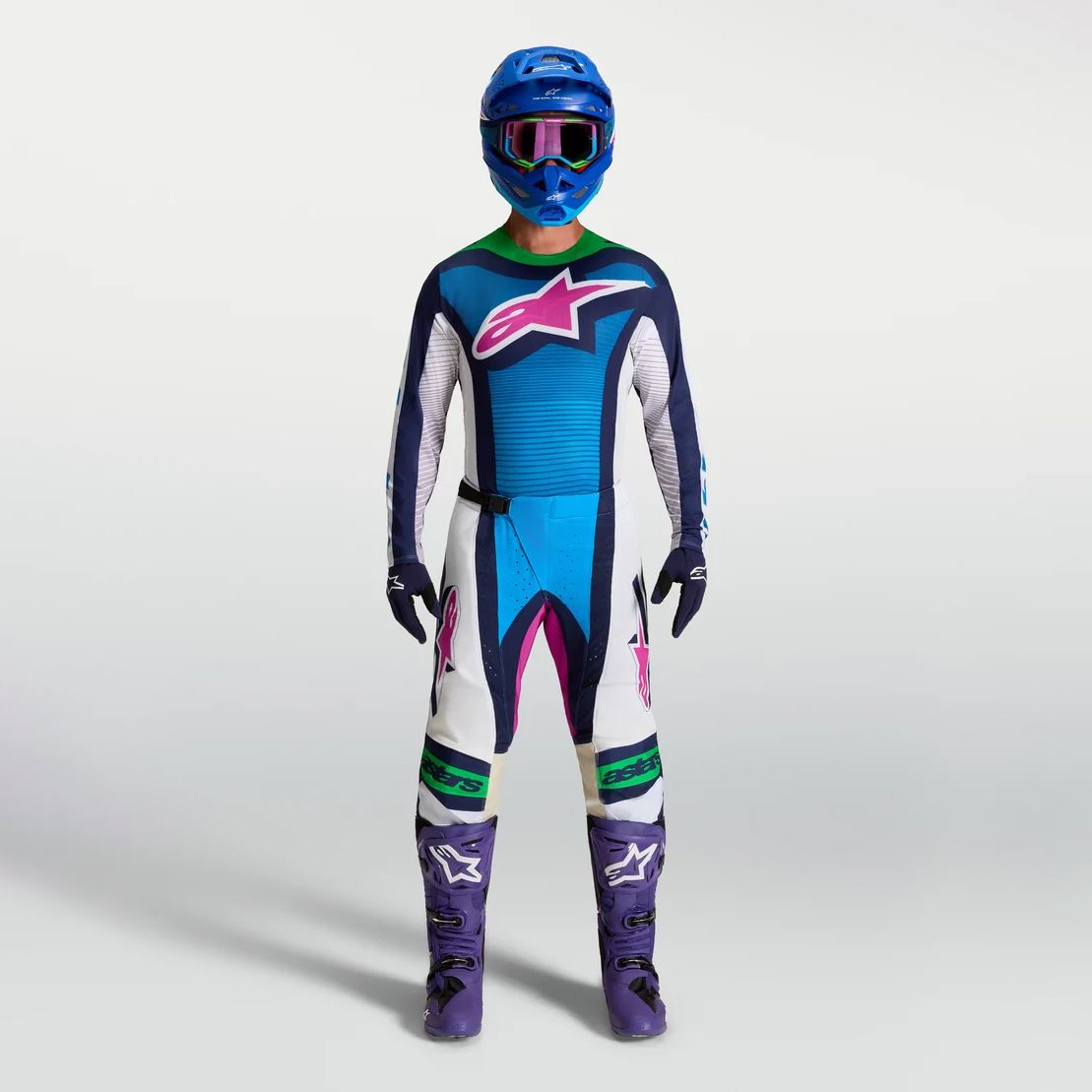 Alpinestars 2027 Techstar Maven MX Combo Kit White Blithe Blue Green Fluo