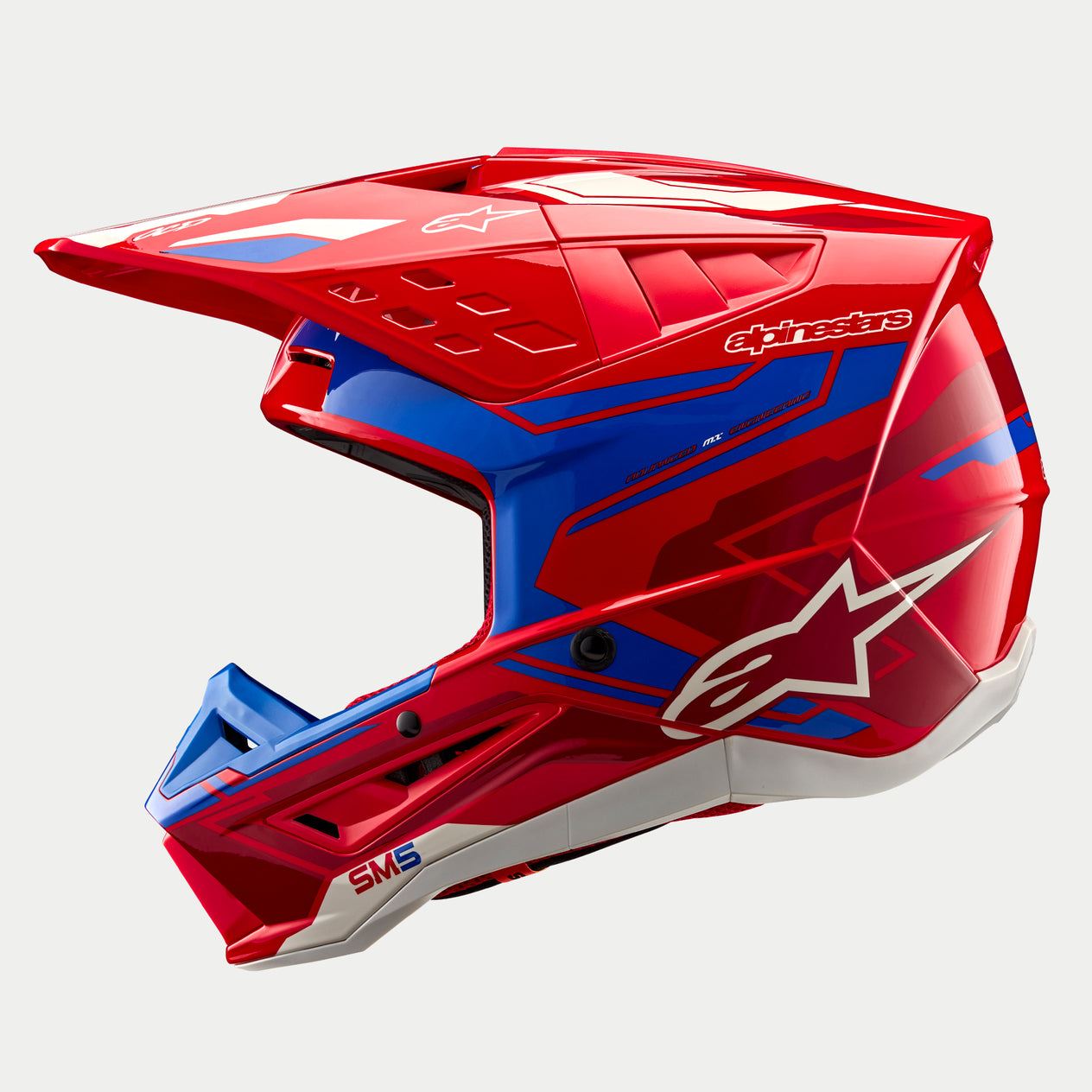 Alpinestars 2026 Supertech SM5 Action 2 Bright Red Blue Motocross Helmet