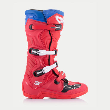 Alpinestars 2026 Tech 5 Motocross Boots Bright Red Dark Red Alpine Blue