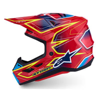 Alpinestars 2027 S-M7 Cast MX Helmet Red Yellow Fluo Blue