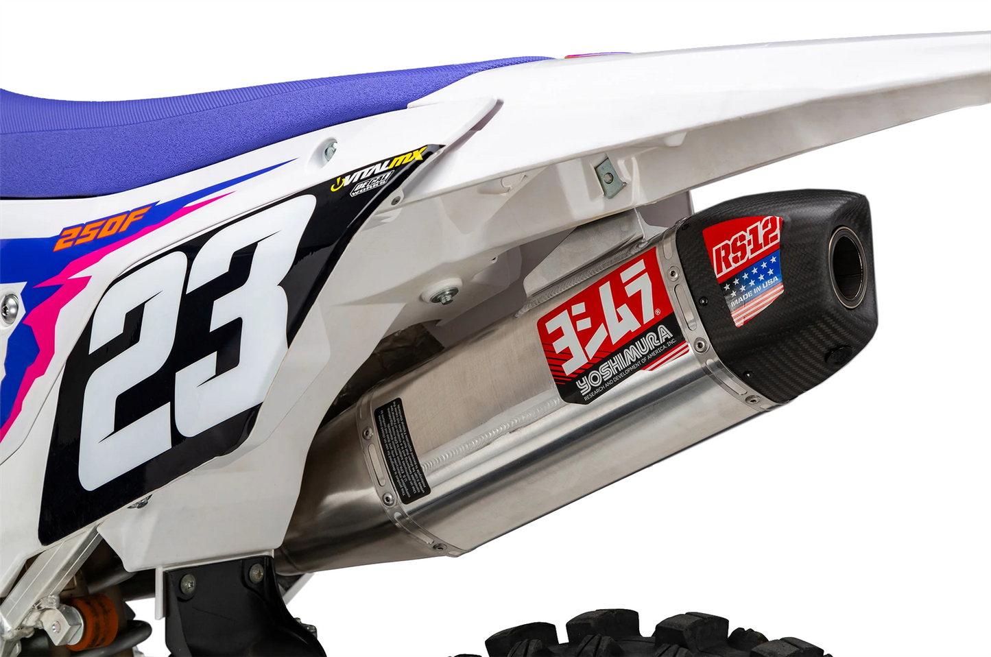 Yoshimura RS-12 Full Exhaust System Stainless Steel Aluminium Carbon Cap For Motocross Enduro Motorcycles