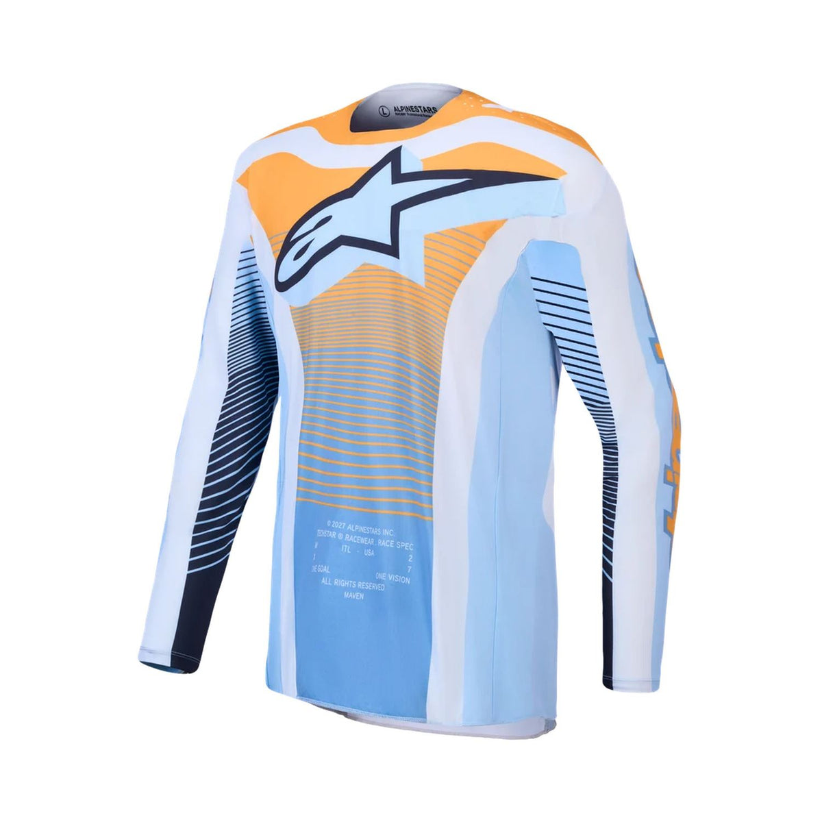 Alpinestars 2027 Techstar Maven MX Jersey Dust Blue Tangerine Black