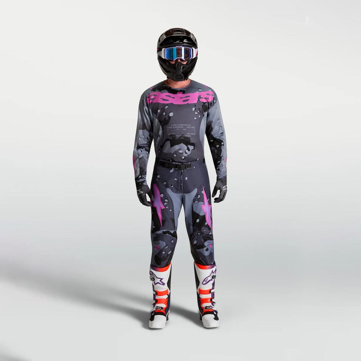 Alpinestars 2027 Racer Lone MX Combo Kit Grey Camo Purple