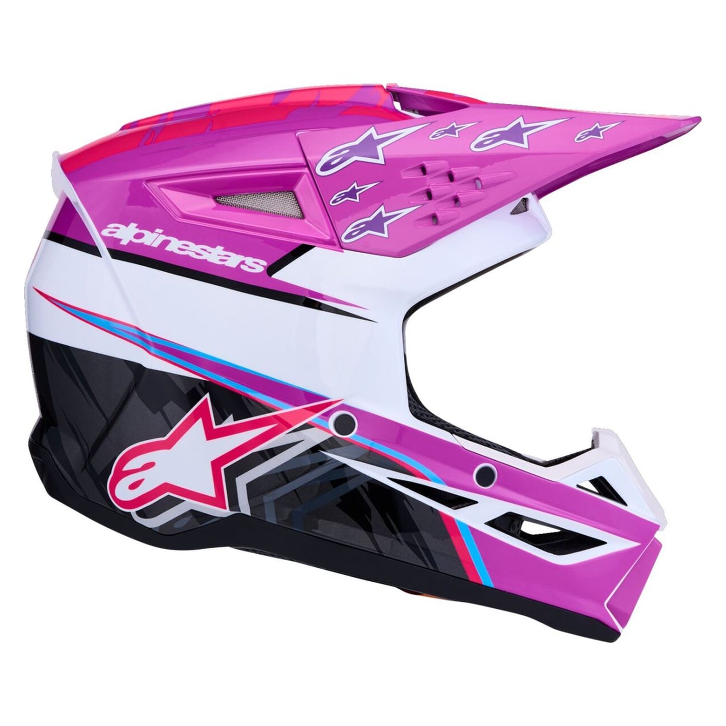 Alpinestars 2027 S-M3 Youth Falcon MX Helmet Purple White Black Pink