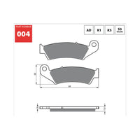 Goldfren Front Brake Pads 004AD Fits Honda XR 600 R 1988 - 1992