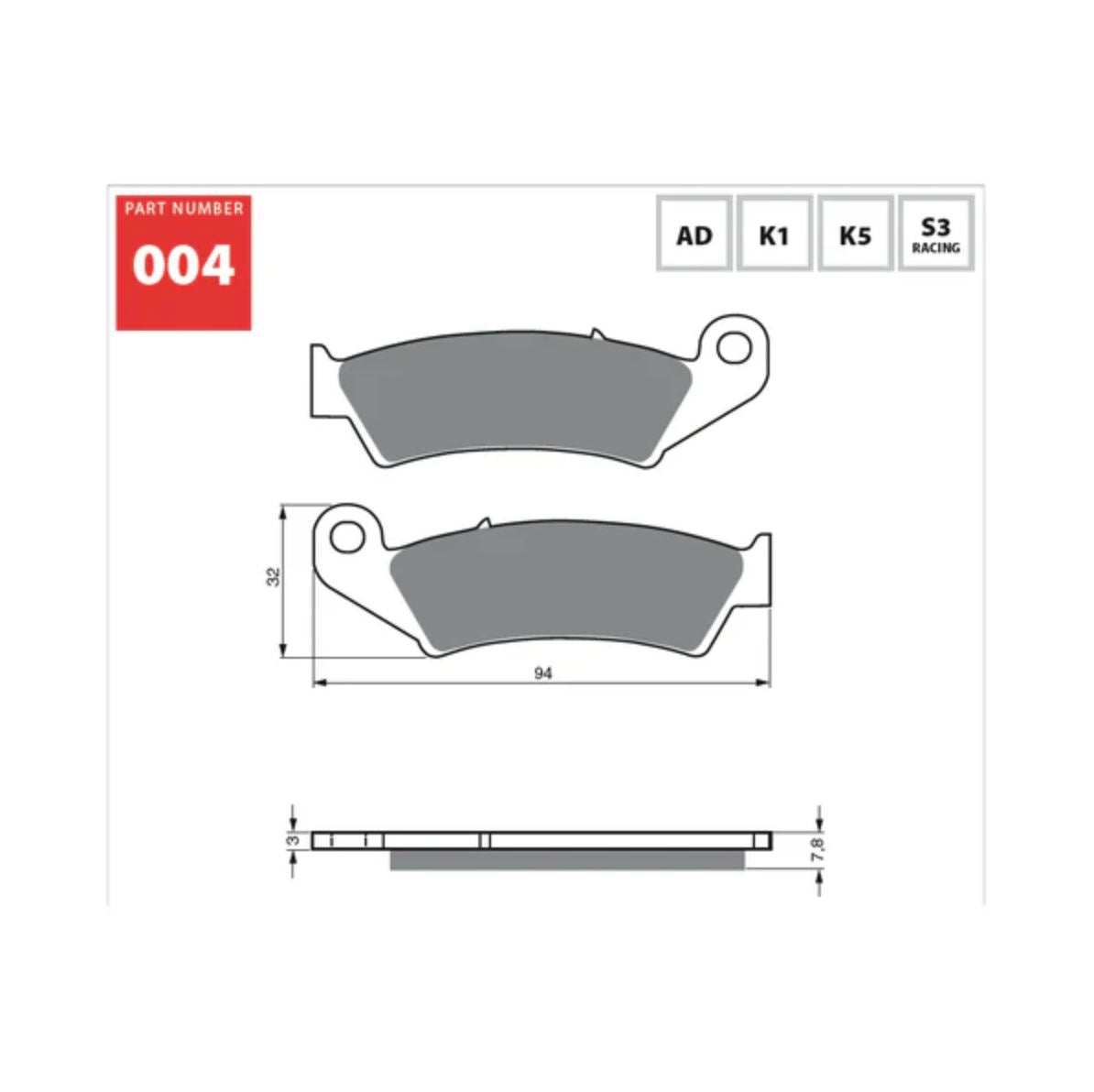 Goldfren Front Brake Pads 004AD Fits Honda CRM 75 R 1990 - 1994
