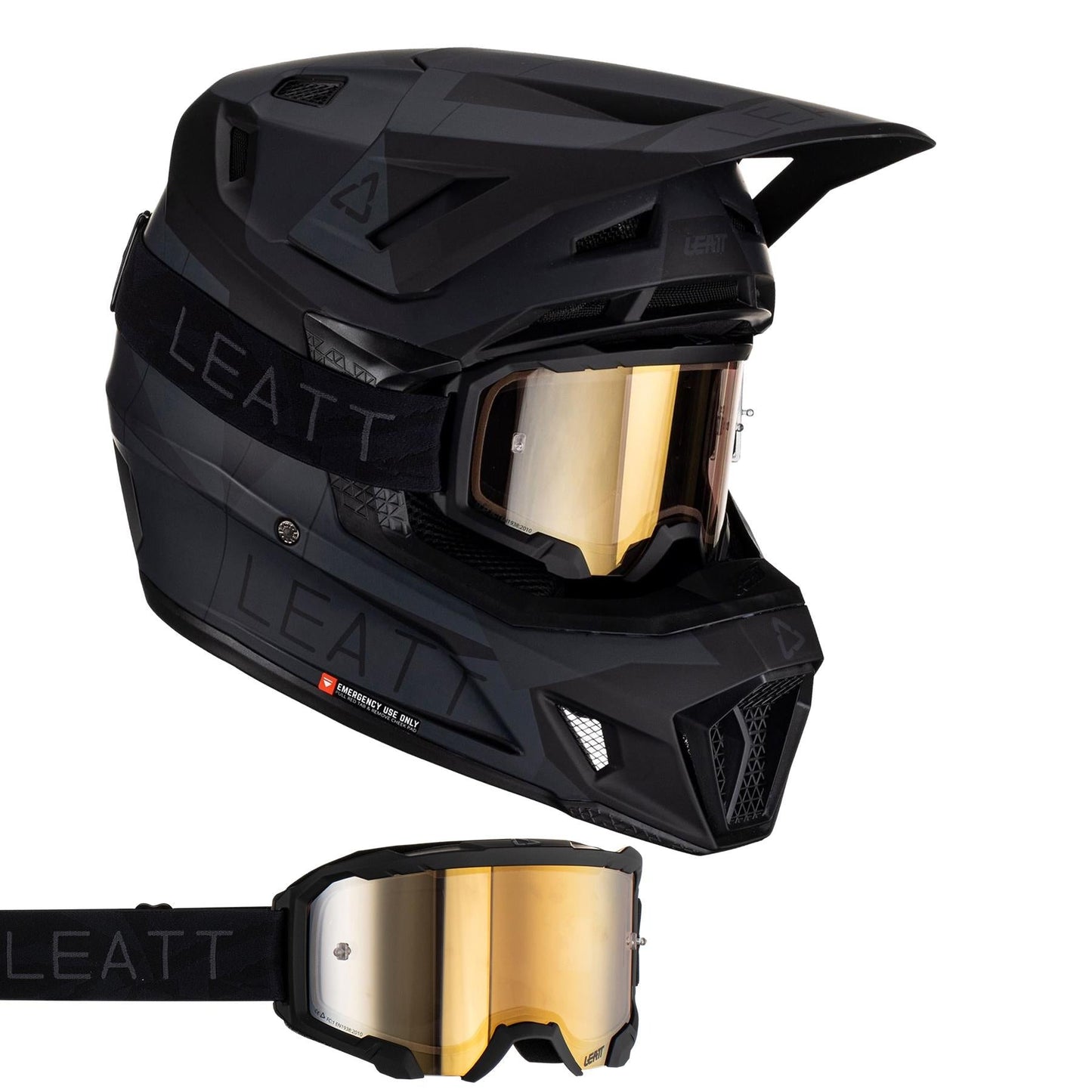 Leatt 2023 Helmet Moto 7.5 V23 Stealth with 4.5 Goggles & Helmet Bag